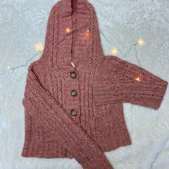 Free People Sweaters - free people button down cropped cardigan w hood